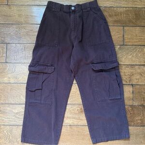 Garage Brown Cargo Pants Wide Leg Baggy High Rise Utility Y2K